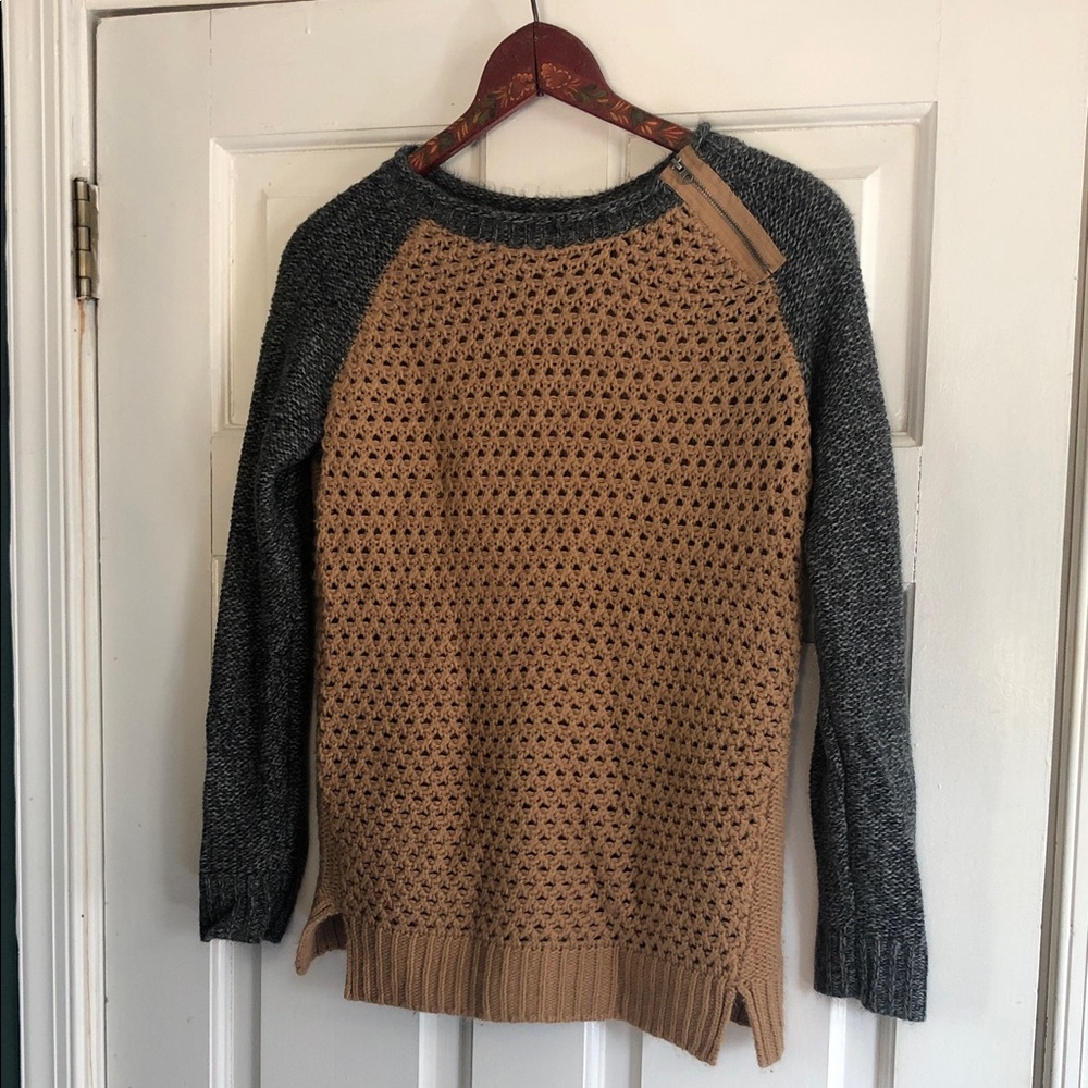NY Collection Sweater in Camel and Charcoal